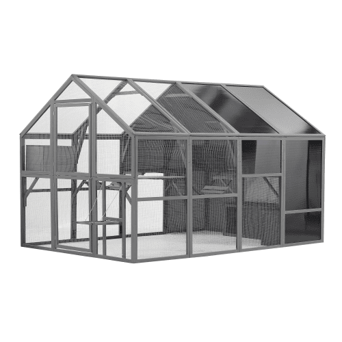 Luxury Cat Cage Outdoor Wooden Cat Fence Patio Large Cat Running House Luxury Cat Cage Outdoor Wooden Cat Fence Patio Large Cat Running House