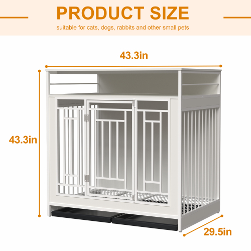43.3 Inch Large Dog Kennel Furniture, Wooden Kennel With Divider 43.3 Inch Large Dog Kennel Furniture, Wooden Kennel With Divider