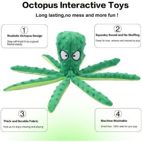 Plush Octopus Soft Dog Stuffed For DogChew Toys Interactive Dog Supplies Fleece Dog Squeaky Toys (Color: Pink)